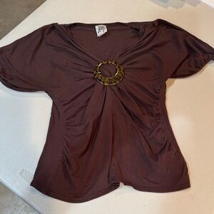 Ivy Jane Deep Brown Blouse with Ring Detail